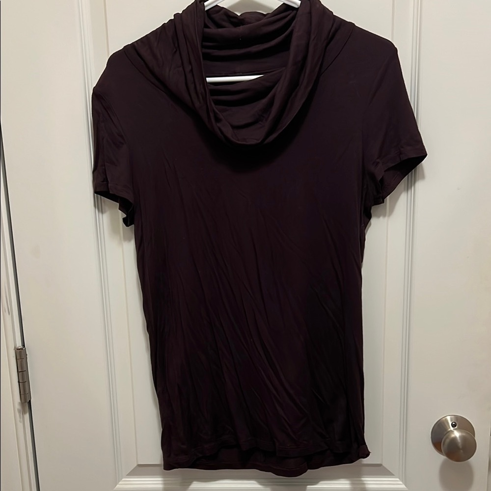 Ann Taylor Elegant Dark Plum Cowl Neck Top